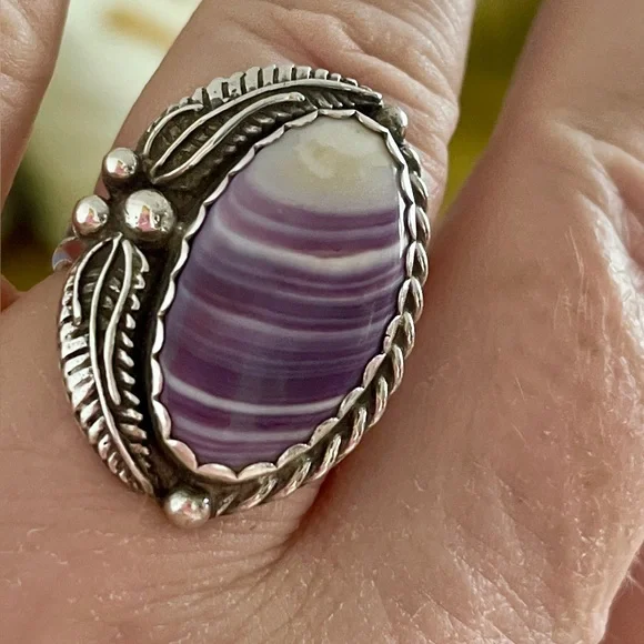 Vintage Sterling Silver Wampum Ring - Picture 2 of 9